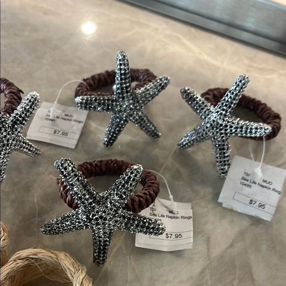 Starfish and Rope Napkin Rings Set
